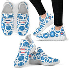 Women's Mesh Knit Sneakers - White - White Mesh Nurse Sneakers 3 With Blue-White Medical Icons / US5 (EU35)