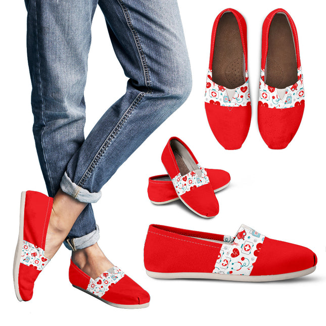Red Canvas Nurse Flats