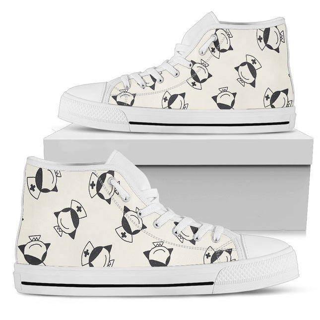 Nurse White Canvas Hi Top With Smiling Nurse