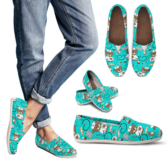 Friendly Bear Baby Blue Canvas Flats