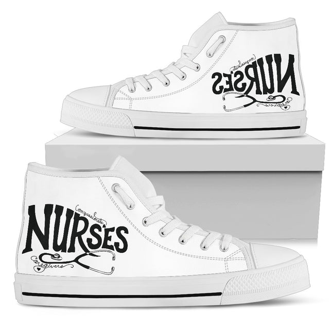 Nurse White Canvas Hi Top With "Nurses"
