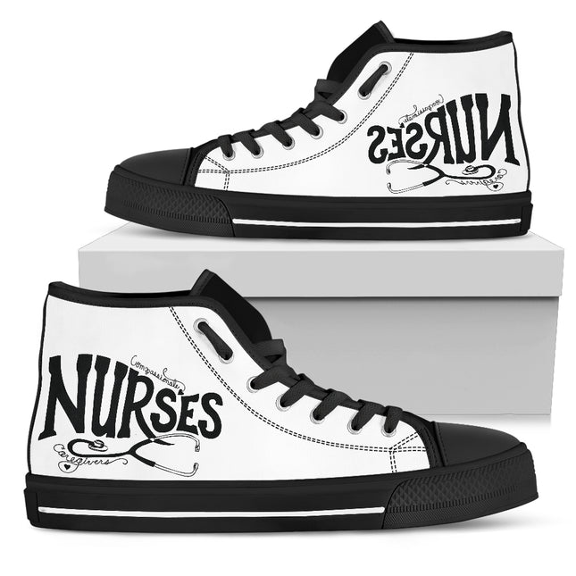 Nurse White Canvas Hi Top With "Nurses"