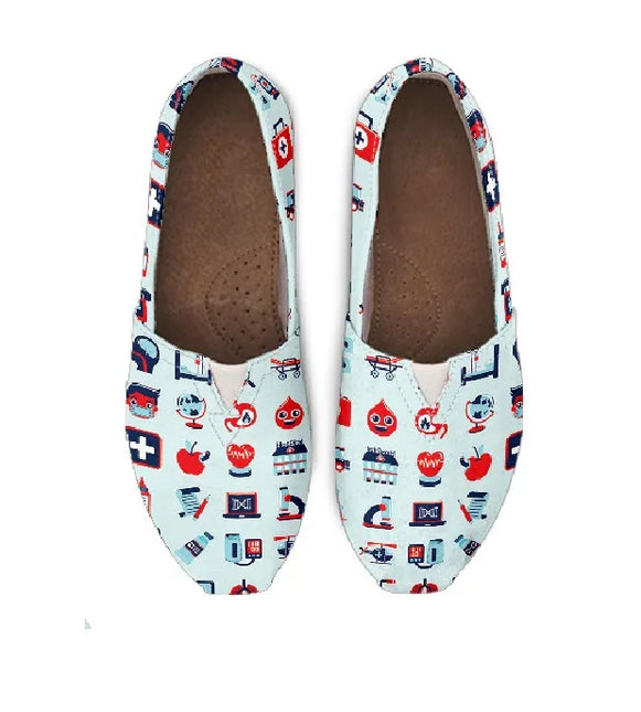 Pale Blue Canvas Nurse Flats