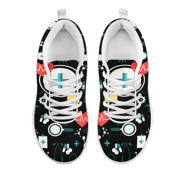 Ladies Black Mesh Nurse Sneakers 8